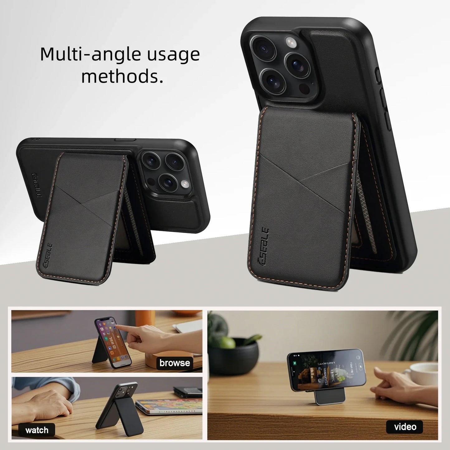 2 In 1 Detachable Magnetic Leather Case for IPhone 17 16 Pro Max 15 14 13  Wallet Cover Cards Holder Pocket