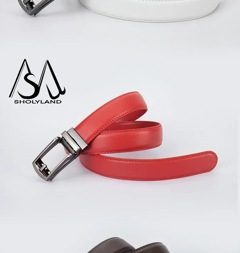 New Trendy Fashion Versatile Leather Men's Belt Alloy Automatic Buckle Two-layer Cowhide Classic Business Versatile Men's Belt