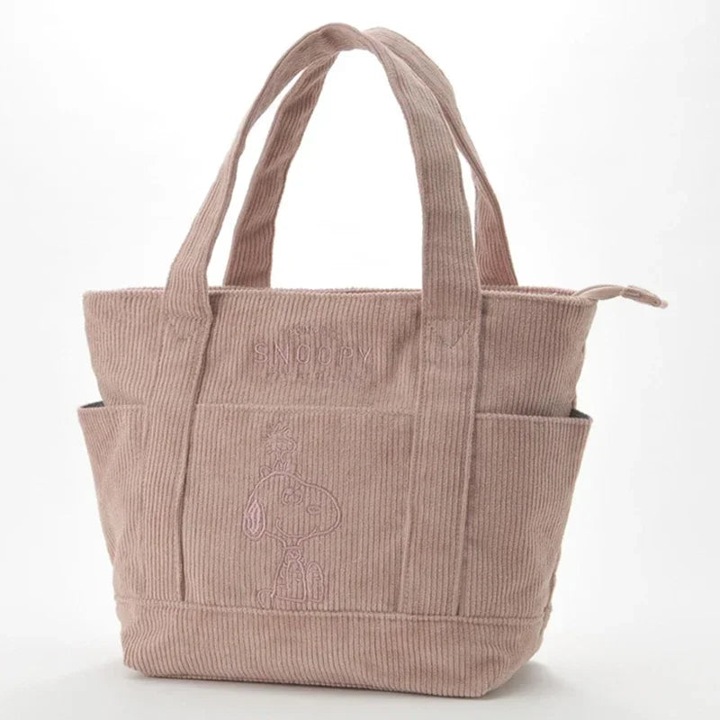 Disney Series Cute Snoopy Corduroy Tote Bag Casual Hundred Students