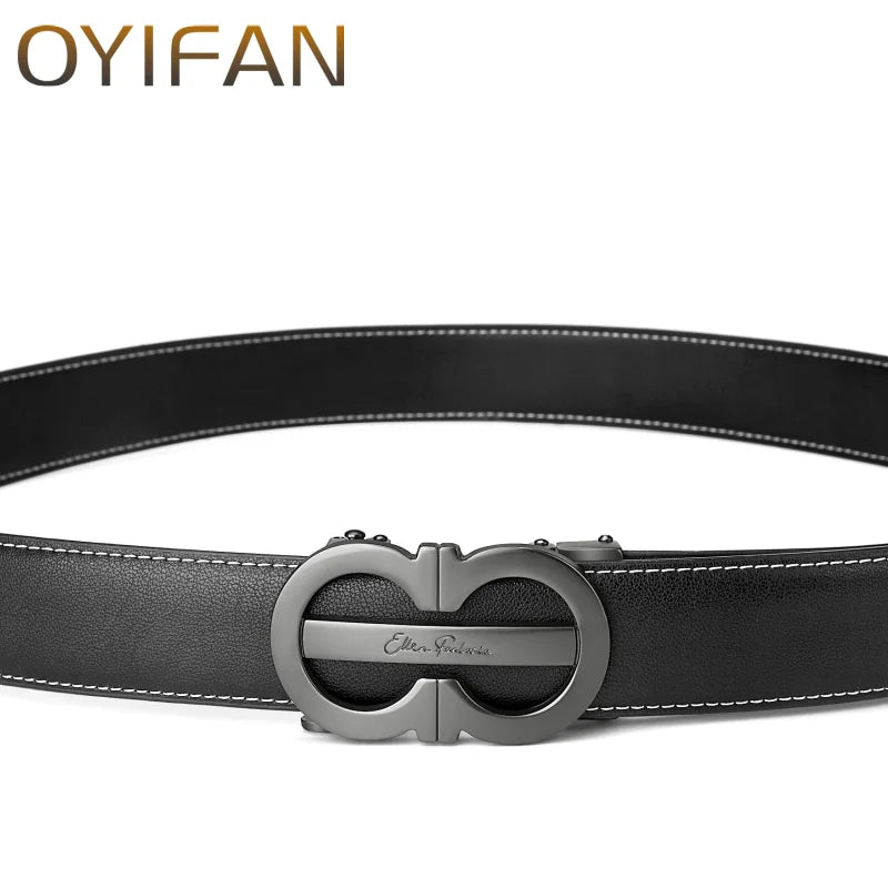 OYIFAN Fashion Men's Belt Automatic Belt Cowhide Genuine Leather Automatic Buckle,Designer Belts,Business Casual Belts for Men