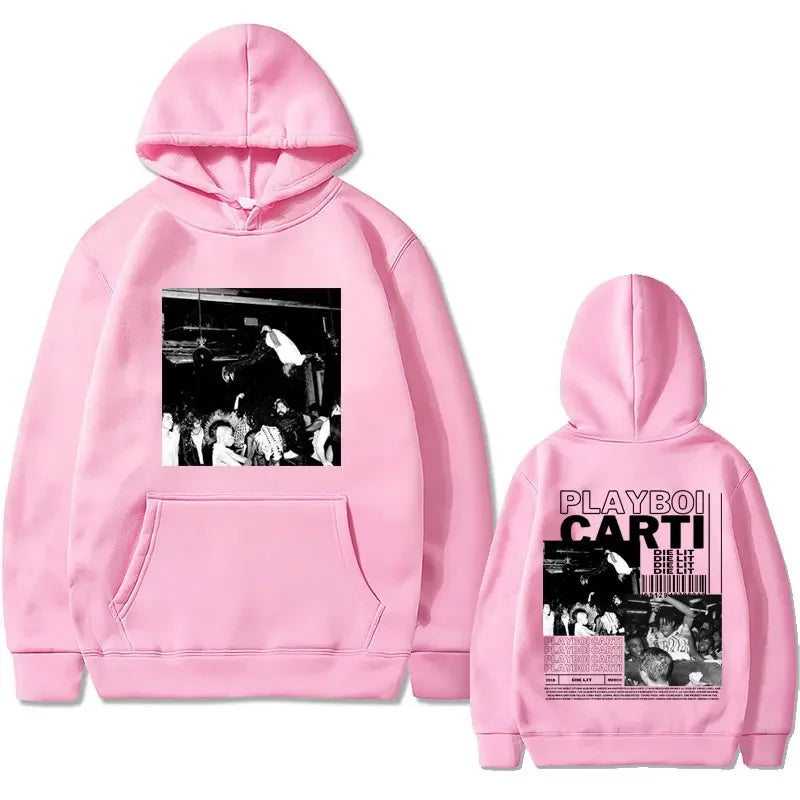 Hip Hop Rapper Playboi Carti Die Lit Music Album Hoodie Men's Fleece Cotton Sweatshirt