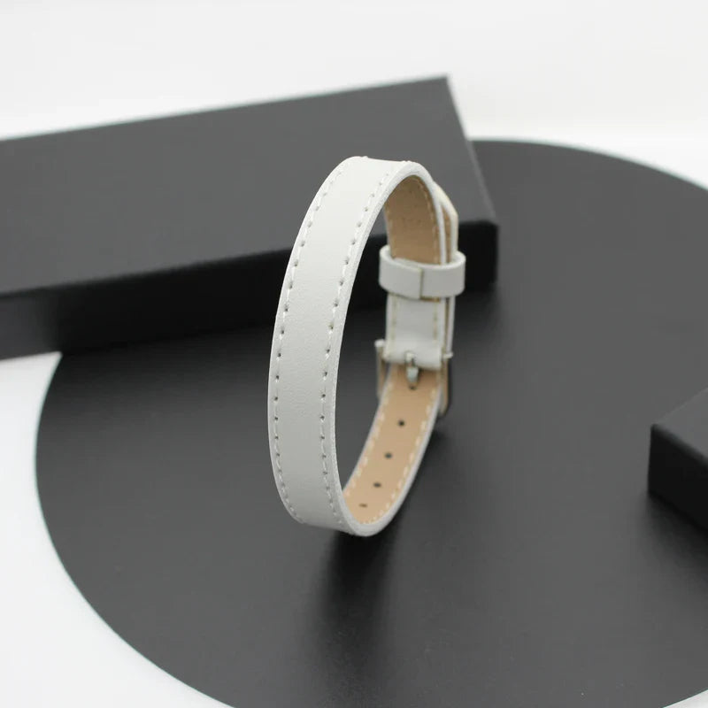 20pcs Real Leather Bracelet Band 8/10mm Width 21cm Length Through Slide Charms Letters Alphabet DIY Jewelry For Women Kids Gift