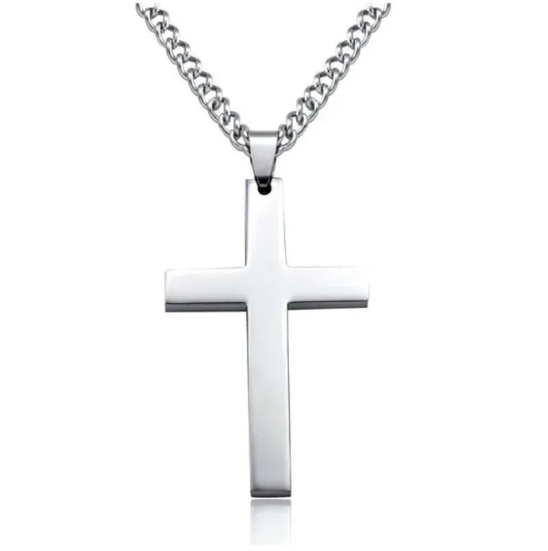 Fashion Cross Necklaces For Women Gold Silver Color Crucifix Pendant Chain Necklace Men Trendy Faith Prayer Jewelry