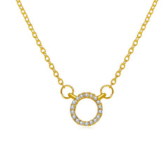 Elegant Jewelry Crystal Circle Pendant Necklace Golden Color Unique