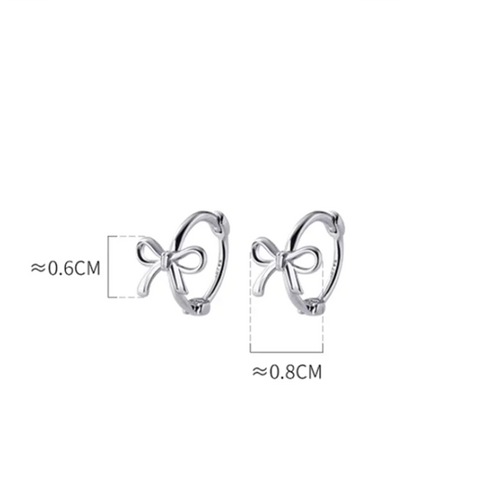 WANTME 925 Sterling Silver Fashion Simple Bow Huggies Ear Hoop Earrings for Women Cute Girl Romantic Korean Butterfly Jewelry