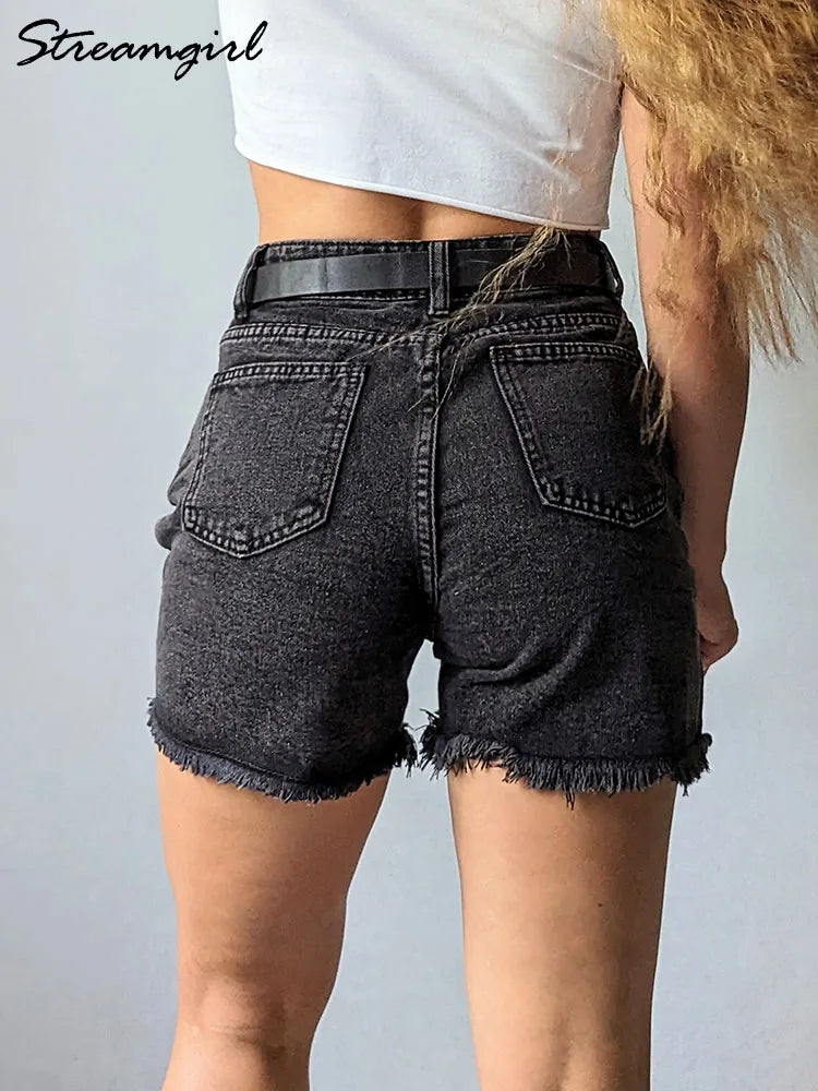 Streamgirl Blue Women's Denim Shorts Summer High Waist Casual Chic Loose Jean Shorts For Women Summer 2025 Denim Short Femme