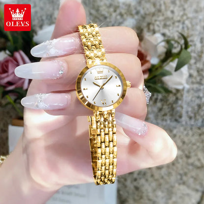 OLEVS Luxury Top Brand Women's Watches Elegant Fashion Gold Watch for Women Original Simple Quartz Waterproof Wristwatch Ladies