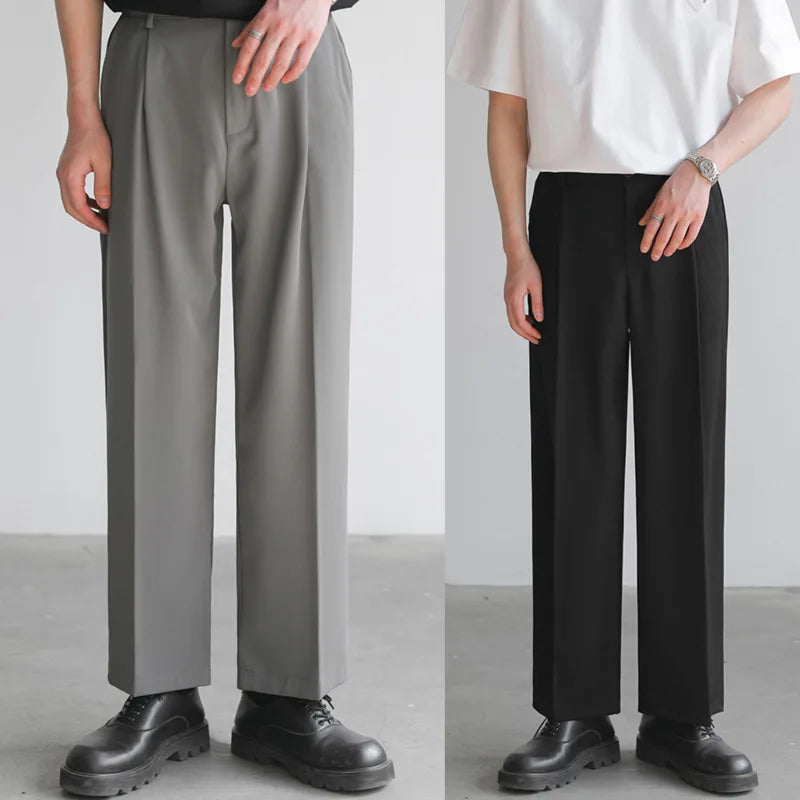 Suit Pants Men Fashion Social Mens Dress Pants Korean Loose Straight Casual Pants