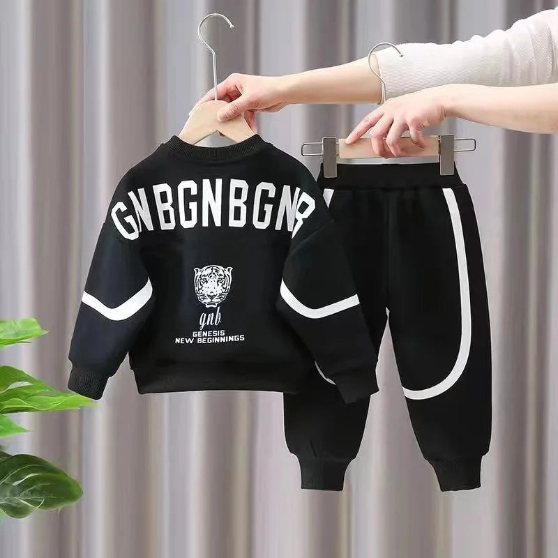Spring Autumn Boys Clothing Set 2024 New Children's Baby Top and Pants Two Piece Boys Long Sleeve Sweater Set Kids Clothes Suit