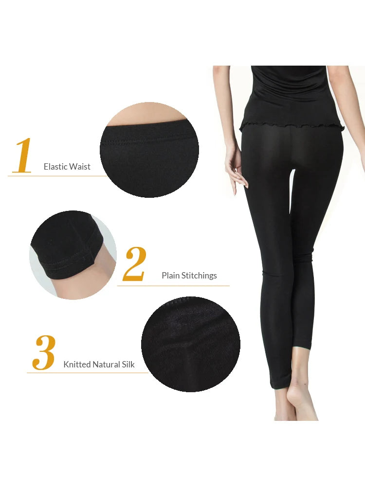Women Silk Leggings Solid Slim Ankle-length Tights Anti Emptied Bottoming