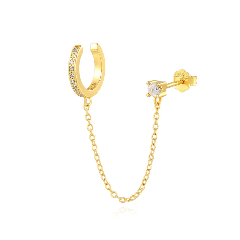 CANNER 1PC 925 Sterling Silver Horse Eye Chain Tassel Zircon Drop Earrings For Women Ins Minimalism Geometric Earrings Gift