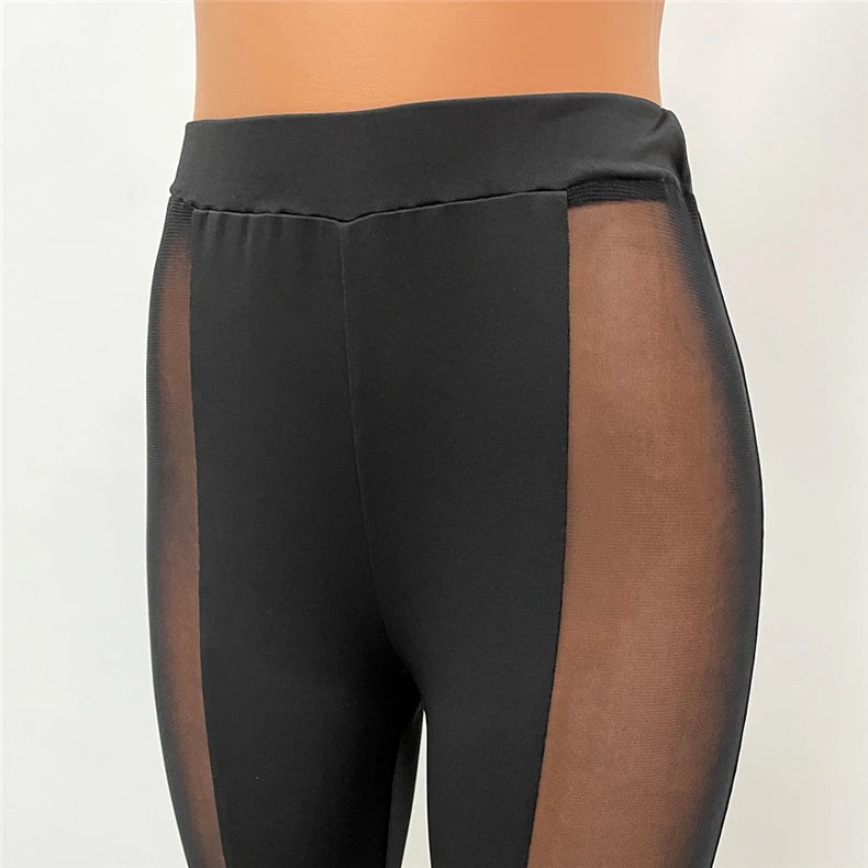 Women's Mesh Leggings Gym Pants High Waist Elegant Sports Womens Push Up