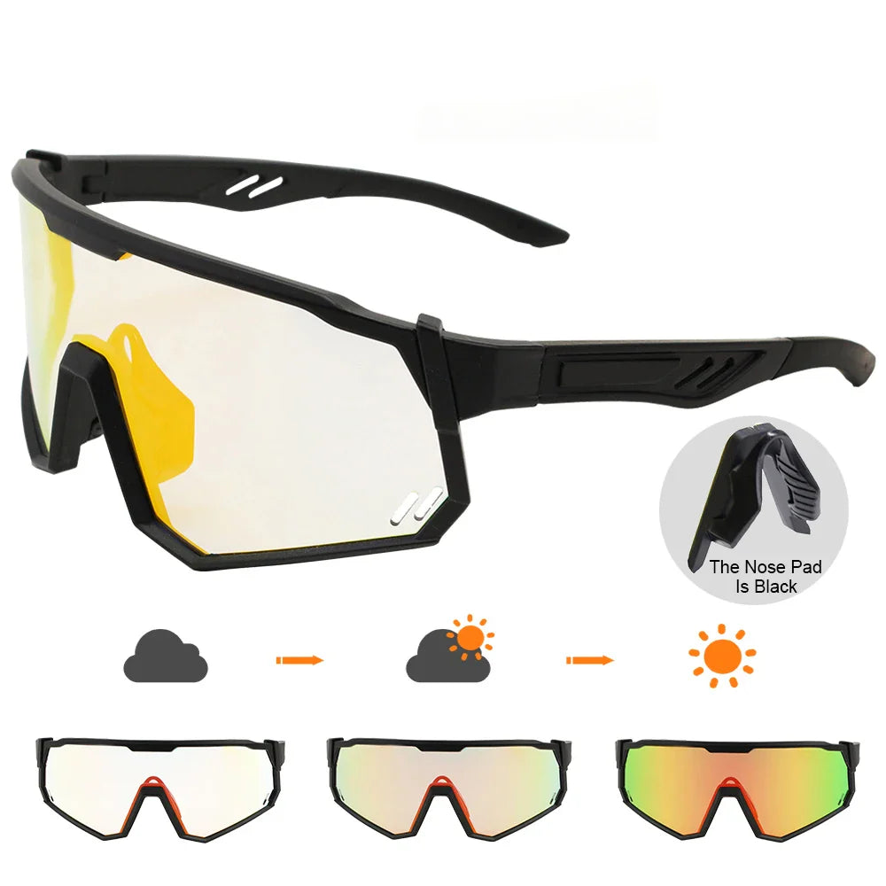 Photochromic Cycling Glasses Men Mountain Bike Sunglasses Women Clear MTB Sports Goggles Bicycle Triathlon Running Baseball