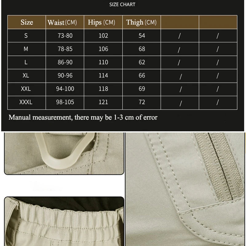 Men Cargo Shorts Quick Dry Tactical Short Pants Multi-Pocket Shorts Men's