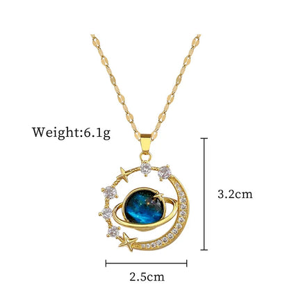 316L Stainless Steel Sun Pendant Necklace For Women Exquisite and Fashionable Planet