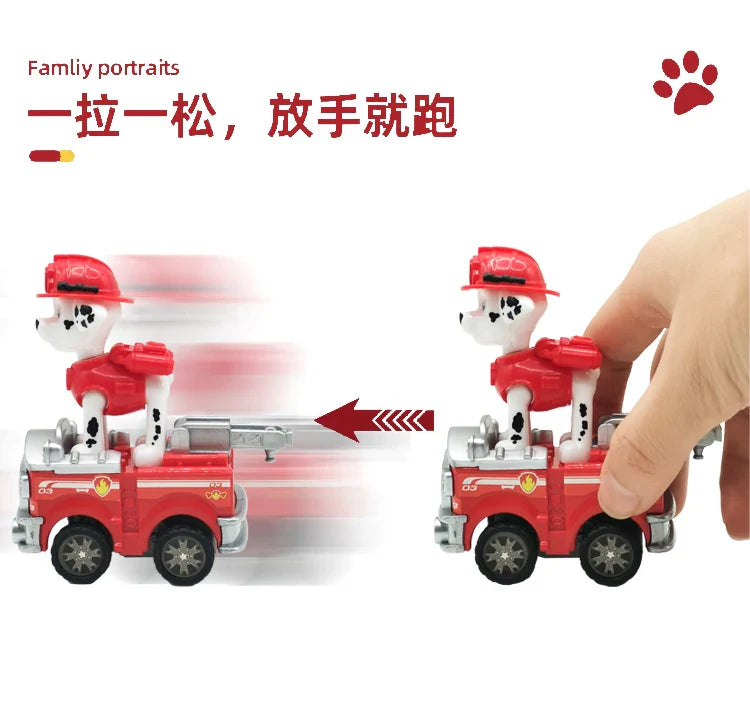 100% Original Paw Patrol 4PCS Vehicle Chase Skye Marshall Pull Back Cars Playset Kids Action Figure Children Toys Birthday Gift