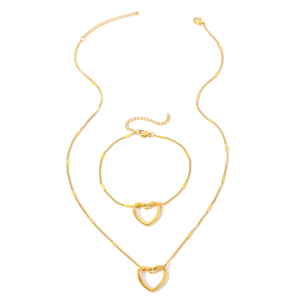 Stainless Steel Jewelry Set Novelty Twisted Heart Light Luxury High-end Sense Jewelry