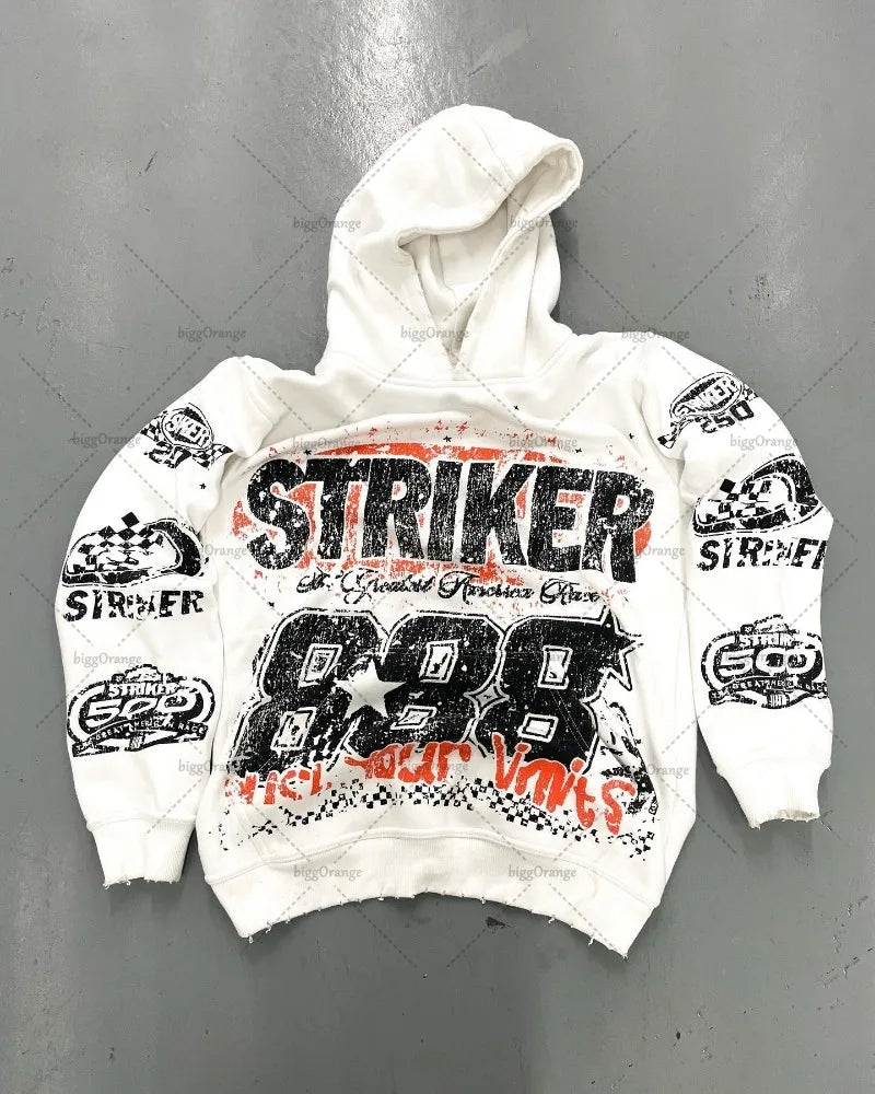 American High Street Fashion Brand Clothing Men Y2k Gothic Punk Letter Print Pullover