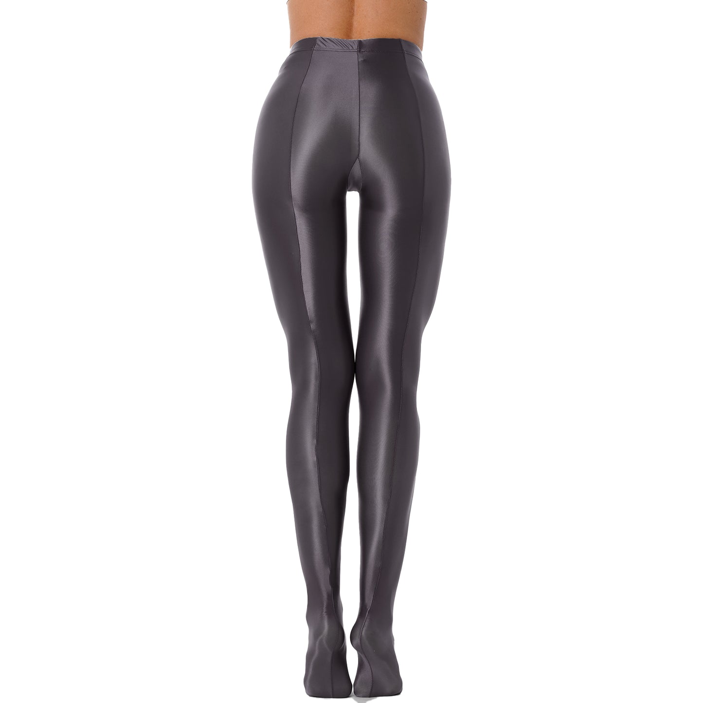 Women Glossy Solid Color Pantyhose High Waist Tights Stockings Footed Leggings