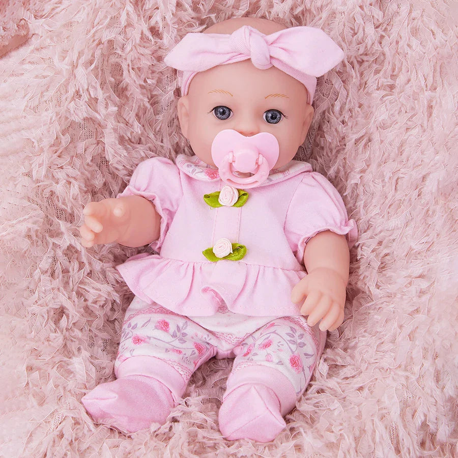 Simulation doll cute pink clothes with sleeping bag 30CM reincarnation doll girl gift