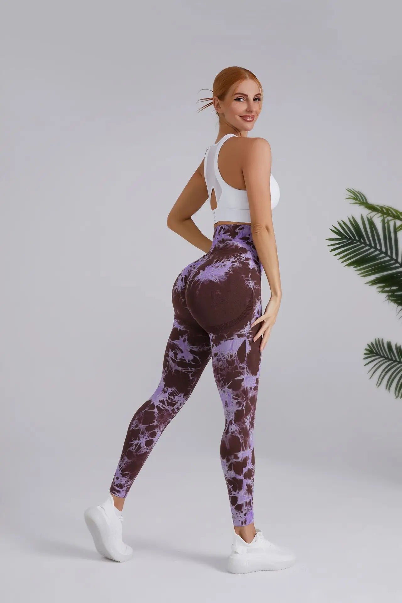 Seamless Peach Yoga Pants Women's Dual Color Tie Dye Tie Float High Waist Sports