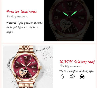 POEDAGAR Luxury Watches For Women Waterproof Luminous Date Stainless Steel Woman Watch Elegant Fashion Quartz Ladies Wristwatch