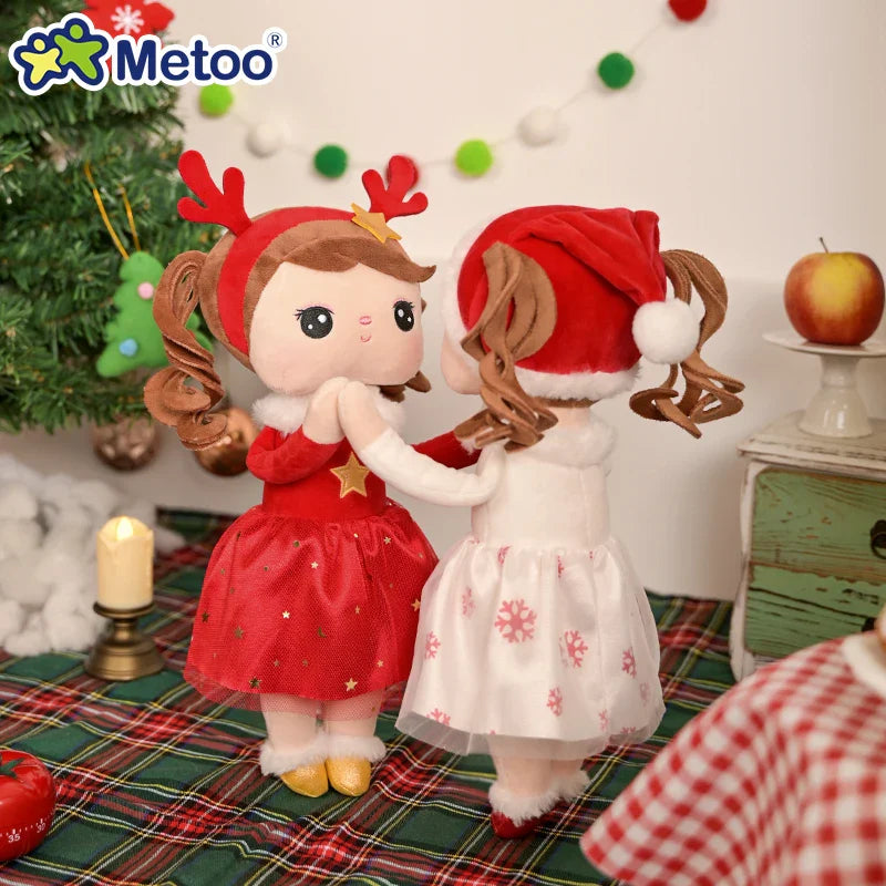 Metoo Angela Christmas Doll Soft Stuffed Winter Snow Elk Fashion Doll Collection Plush Toys Dolls for Girls Boys Xmas Gift