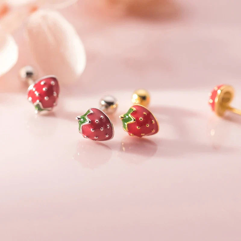 INZATT Real 925 Sterling Silver Mushroom Piercing Screw Ball Stud Earrings for Women Minimalist Fine Jewelry Plant Accessories