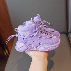 Girls High-top Sneakers Lace-up Children Fashion Casual Shoes