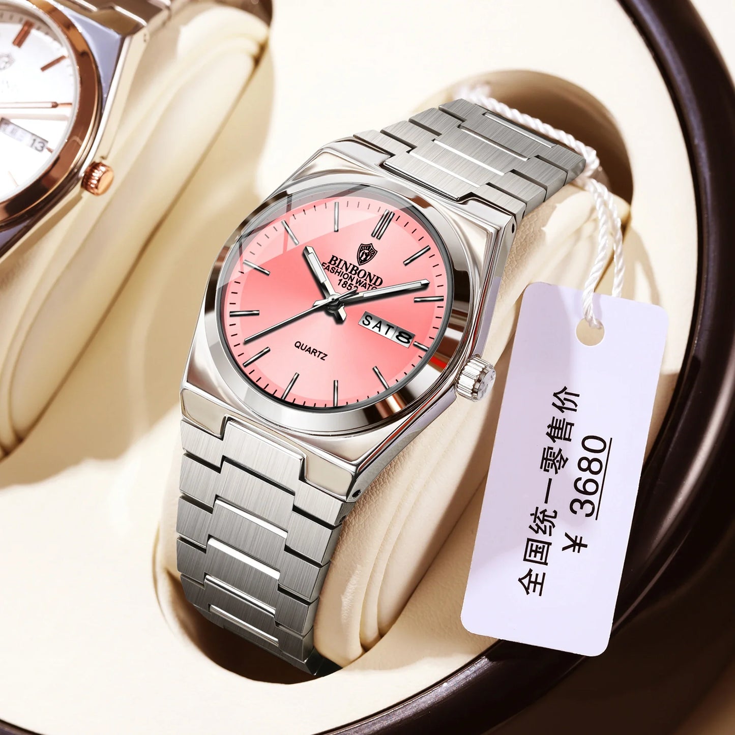 BINBOND 103 Business Women's Quartz Watch Waterproof Double Calendar Night Light Non Mechanical Ultra Thin Women's Quartz Watch