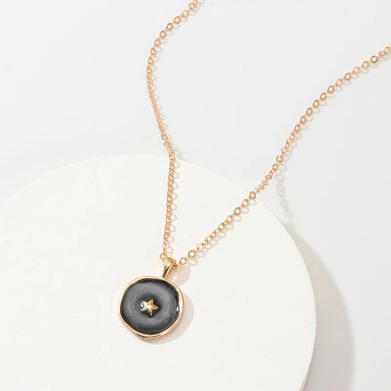 Colorful Moon Star Lightning Pendant Necklaces For Women Girls Enamel Fashion