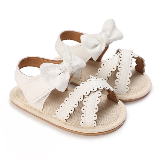 Summer Baby Infant Girl Sandals Princess PU Pull Strap Flat Anti-Slip Rubber