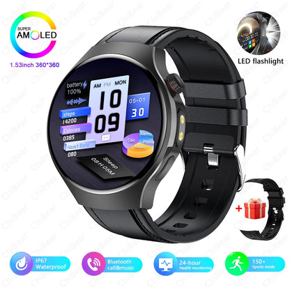 New Smart Watch Men Full Touch Screen Compass Bluetooth Call Flashlight Sports Activity Fitness Heart Rate Waterproof Smartwatch