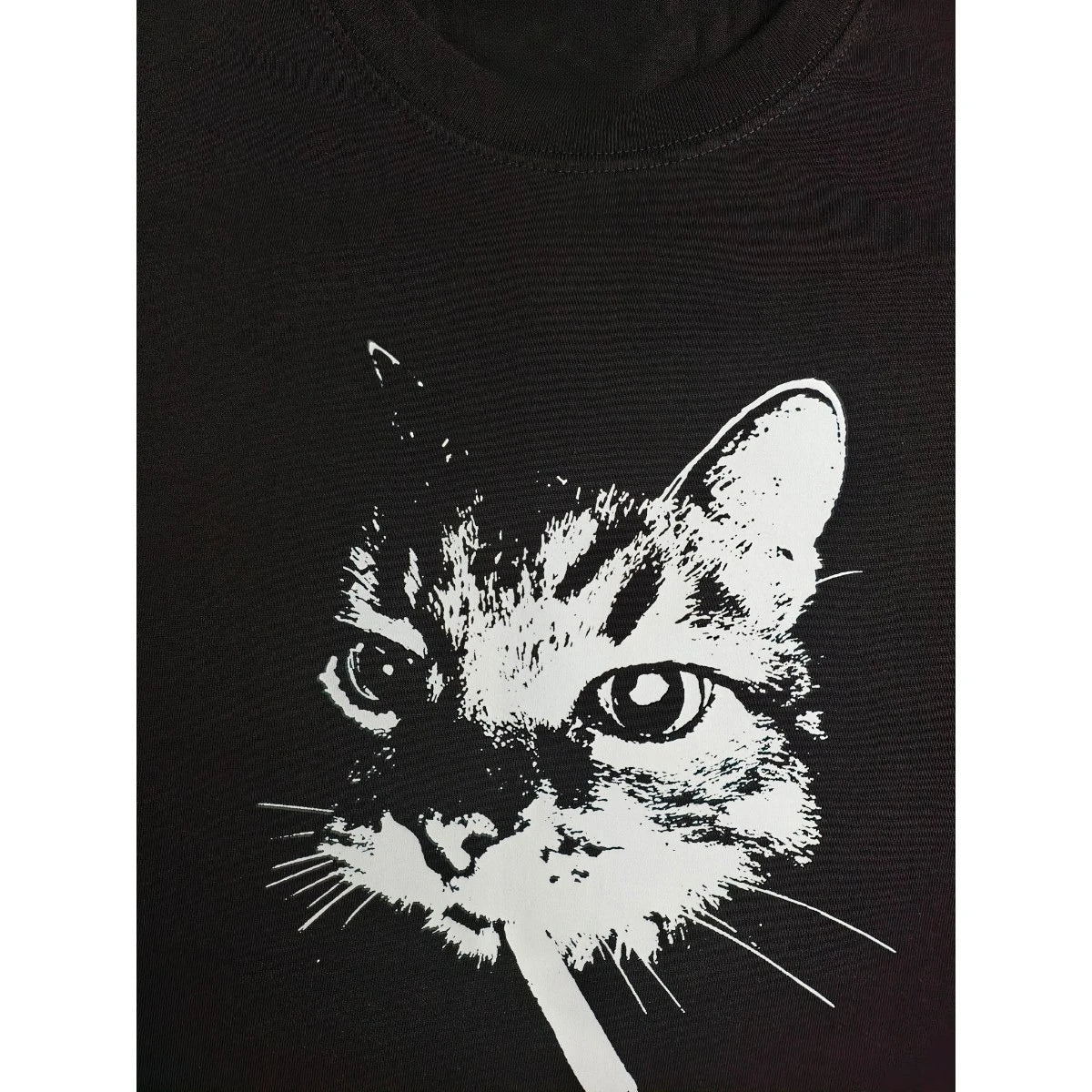 New High-quality American Street Smoking Cat Retro Trendy Personalized Printed T-shirt Men's Windshield Loose Short Sleeves
