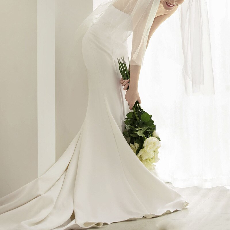 White Bridesmaid Dresses: Wedding Dresses Satin Strapless Sleeveless Small Train