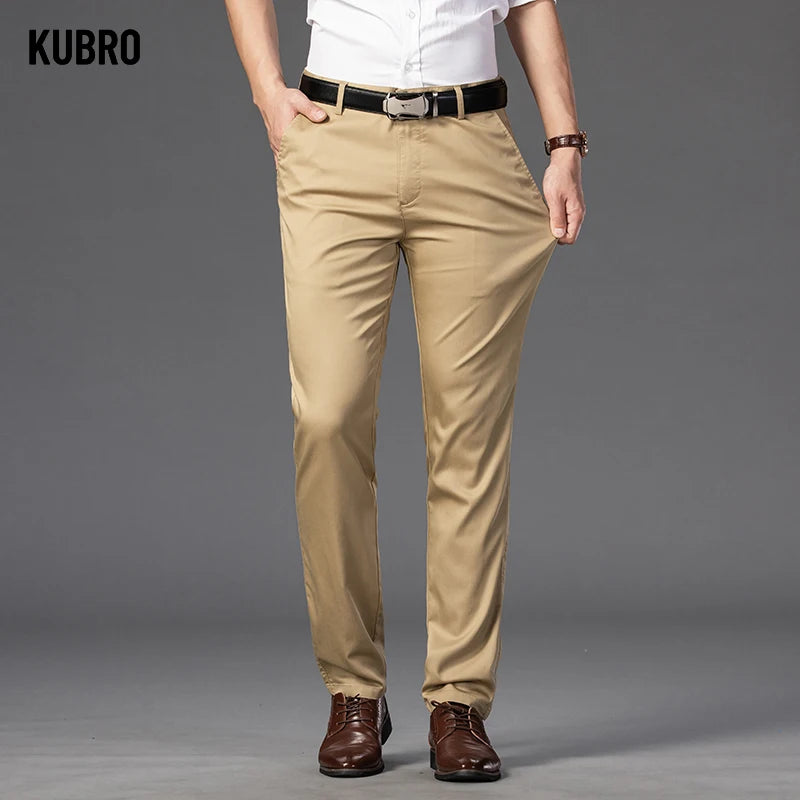 Men's Spring Autumn Fashion Business Casual Long Pants Suit Pants Male Elastic