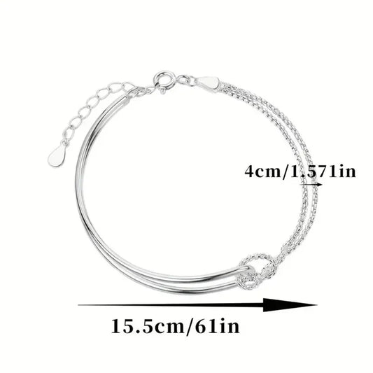 New S925 Silver Minimalist Geometric Collage Bracelet Women's Jewelry Exquisite and Elegant for Birthday and Christmas Gifts