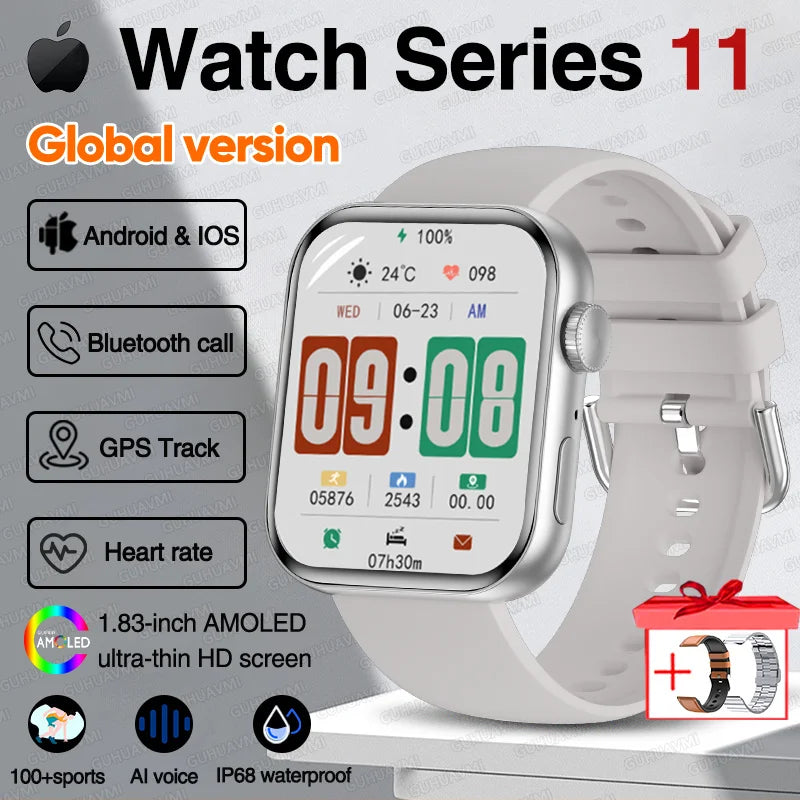 New Series 11 Watch Original Men Women Bracelet AMOLED Display Heart Rate Bluetooth Call GPS Track Waterproof Sports Smartwatch