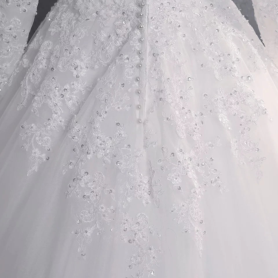 White Bridesmaid Dresses: Wedding Dress Lace Appliques Beading Sequins Bride Dresses