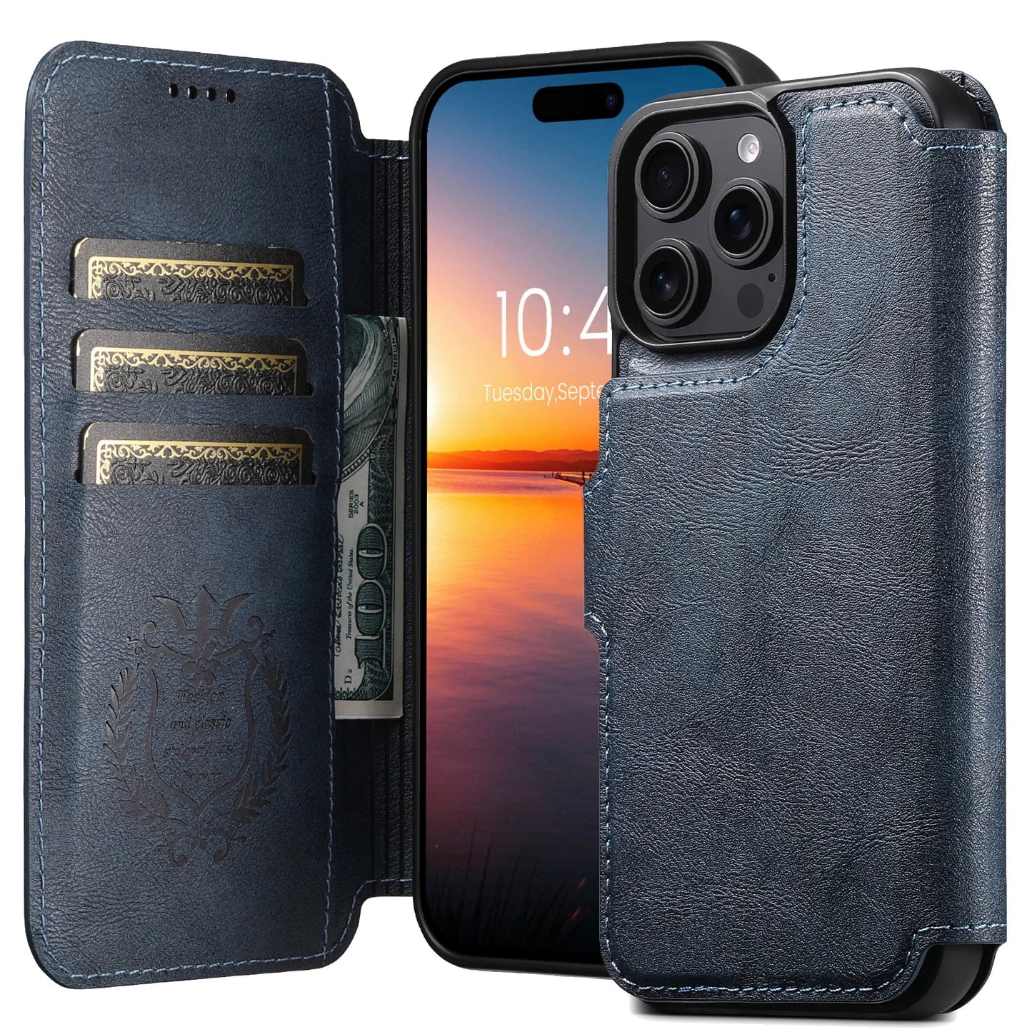 PU Leather Wireless Charging Card Holder Stand Wallet Magnetic Flip Cover Phone Case For iPhone 17 Pro Max 16 Plus 15 14 13 12