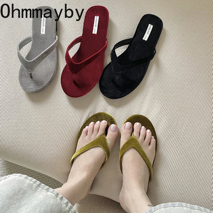 2024 Summer Gladiator Women Slipper Fashion Clip Toe Slides Ladies Elegant Soft Flat Heel Beach Vacation Sandal Flip Flop