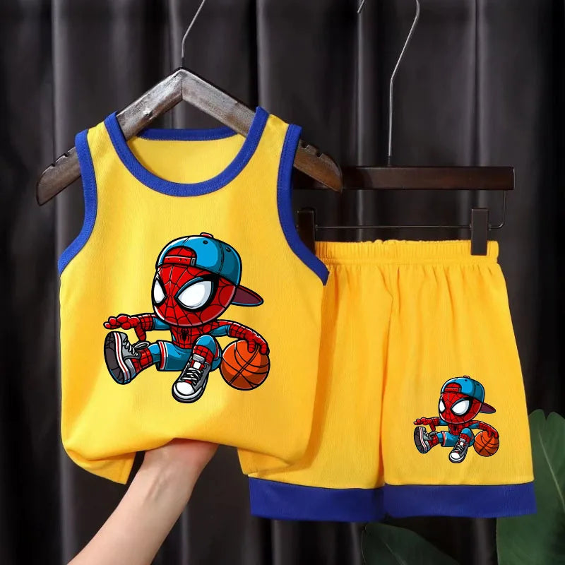 Children's Sport Clothes Sets Breathable Comfortable Mesh Casual Outfits for Boys Basketball Vest and Shorts 2pcs Suit