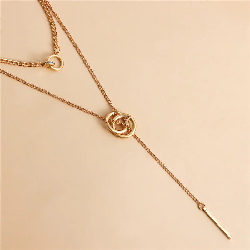 Vintage Double Round Charm Layered Necklace Women's Jewelry Layered Accessories