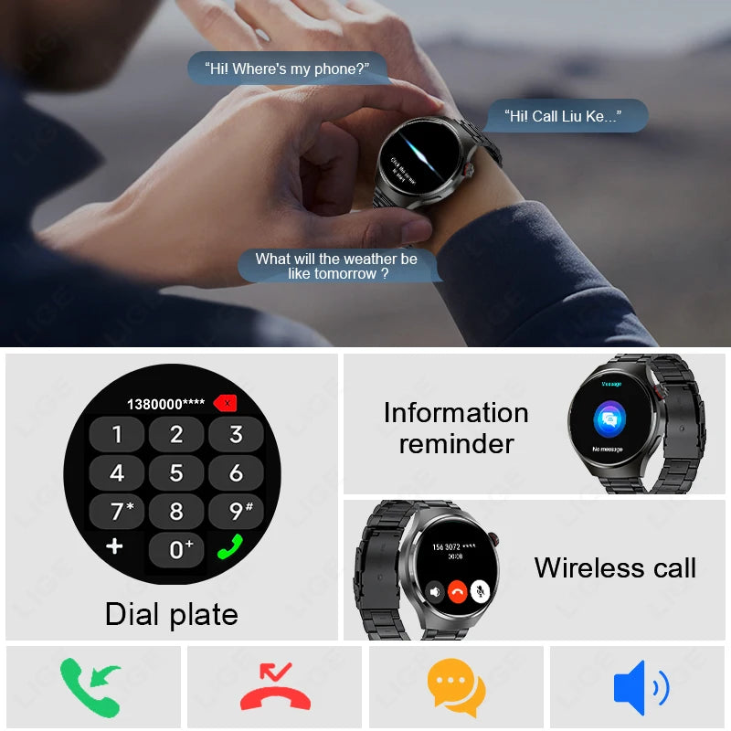Watches pro 2026 New Men's Smartwatch High-Definition Screen Health Tracker Bluetooth Call Voice Assistant Sports Smartwatches