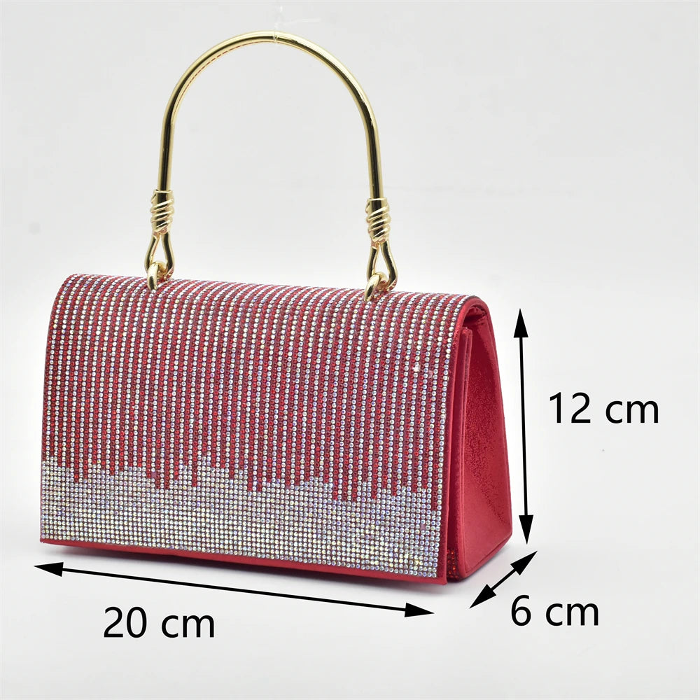 Italian Shoes and Bags Matching Set Decorated with Rhinestone Shoes for Women 2024 Designer Luxury Party Ladies Shoes and Bag