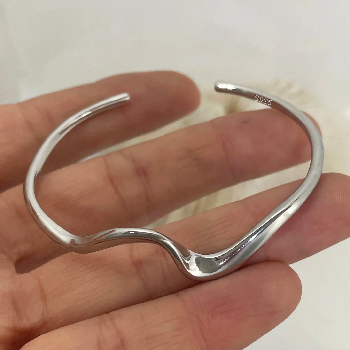 100% Solid 925 Sterling Silver Metal Bracelet for Women Men Vintage Handmade Simple Birthday Gift S-B451