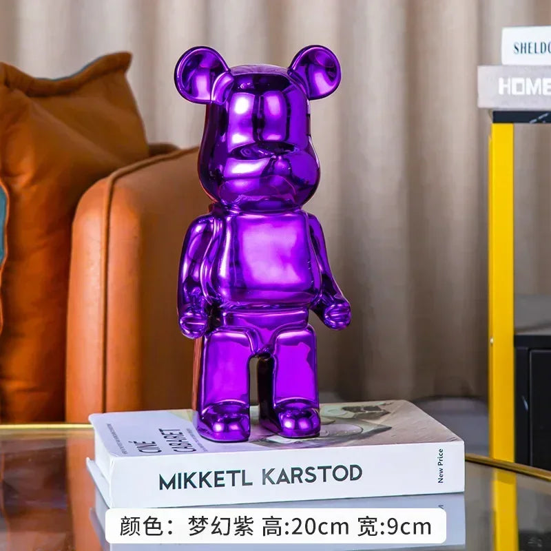 28cm Aesthetic Bear Figure Ceramics Plating Violent Bear Statue Animal Figurine Sculpture Luxury Living Room Decoration Ornament