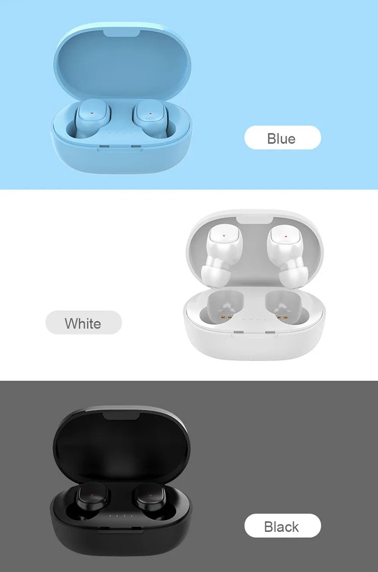 A6S, TWS Wireless Bluetooth Headphone, Stereo Headset, Sports Earbuds, Microphone with Charging Box, Smartphone