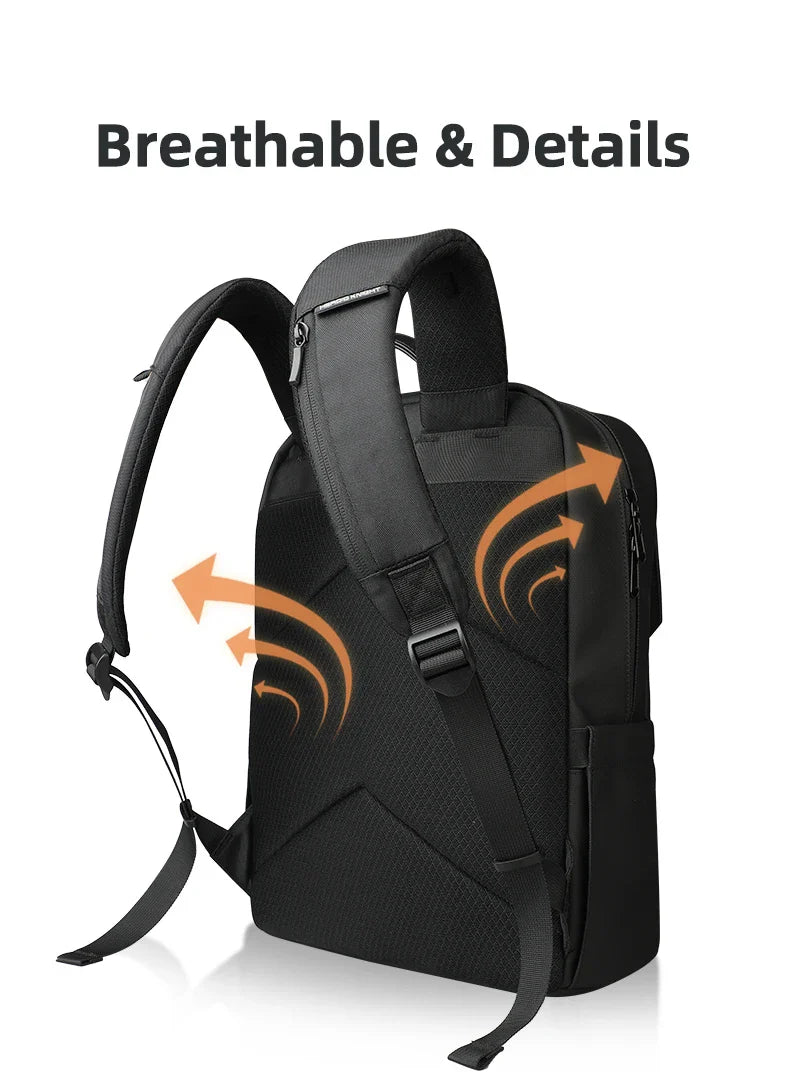 HK Stylish Business Backpack for Men Waterproof 15.6 inch Flap Laptop Backpack Multiple Pockets Casual Daypack for Work School