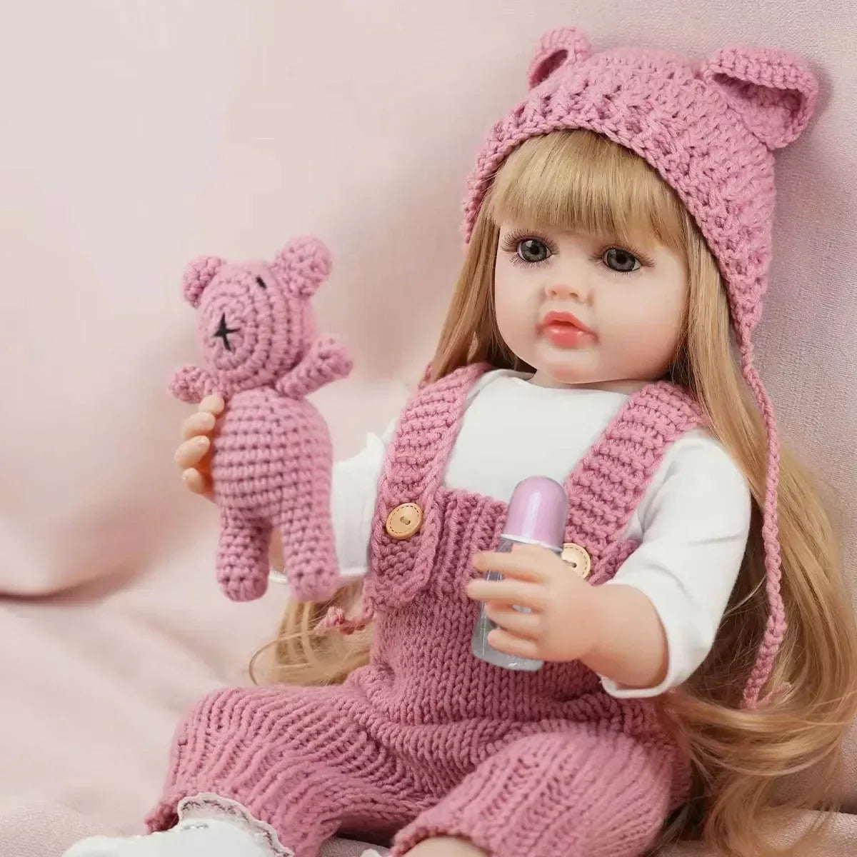 JOYORA 22in 55cm  Handmade High Quality Soft Vinyl Silicone Reborn Toddler Detailed Lifelike Hand-rooted hair Collectible